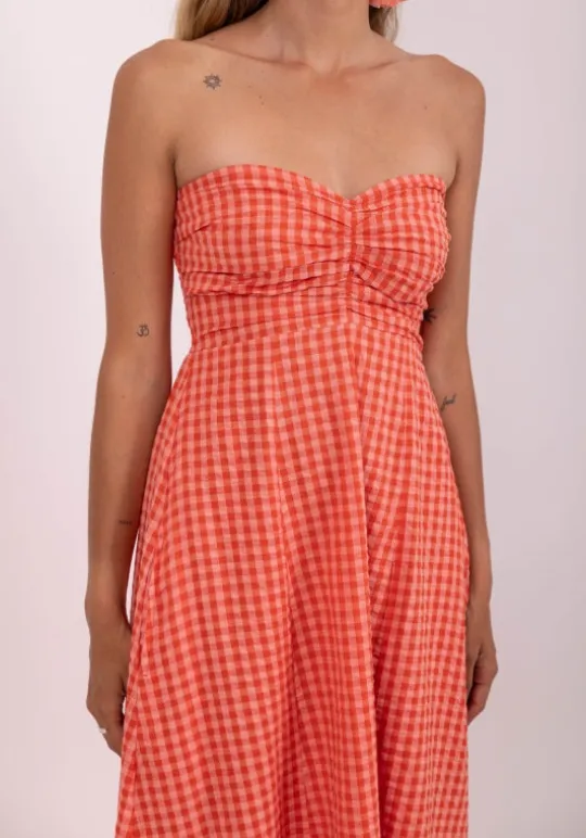 Amelie Dress Coral Gingham