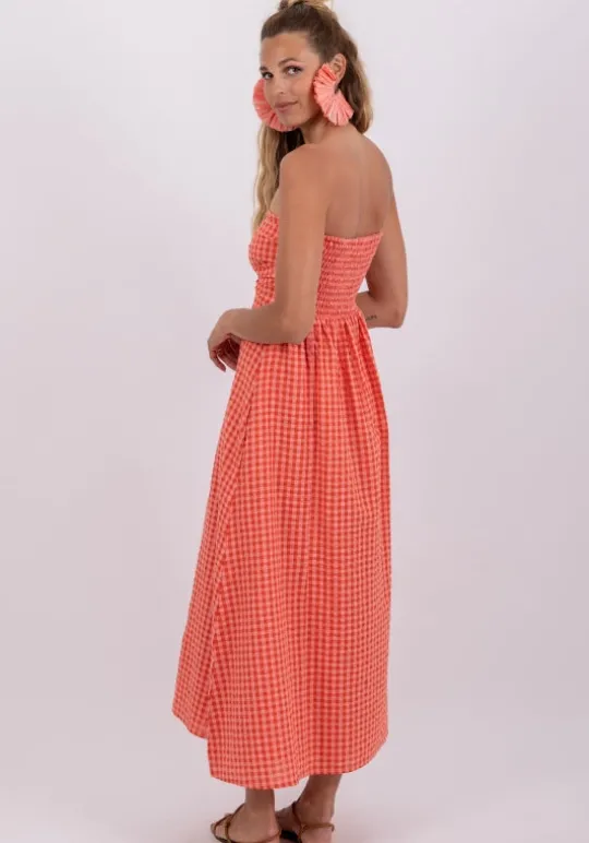 Amelie Dress Coral Gingham