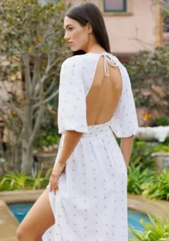 Aurelie Dress Gold Palm Trees
