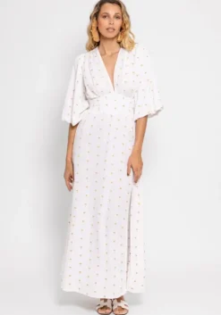 Aurelie Dress Gold Palm Trees