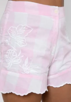 Butterfly Embroidery Shorts Pink