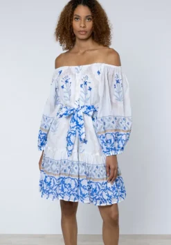 Cage Block Boho Dress Blue