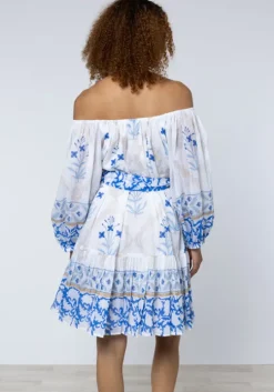 Cage Block Boho Dress Blue