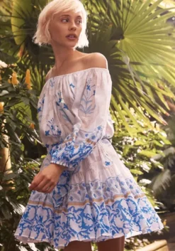 Cage Block Boho Dress Blue