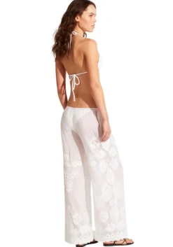 Casablanca Embroidered Beach Trousers White