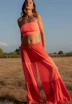 Colour Block Palazzo Pants Strawberry