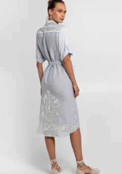 Crete Button Down Midi Dress Grey