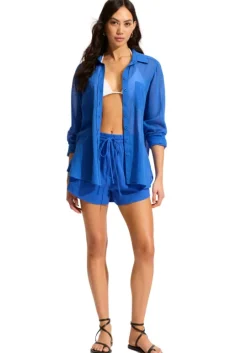 Crinkle Beach Shorts Azure