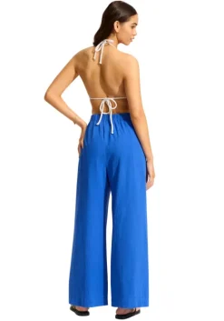 Crinkle Beach Trousers Azure