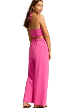 Crinkle Beach Trousers Hot Pink