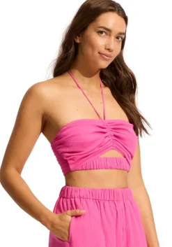 Crinkle Beach Trousers Hot Pink