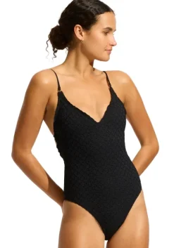 Daydreamer V Neck Swimsuit Black