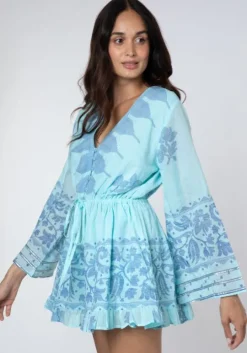 Dhaka Print Playsuit Blue