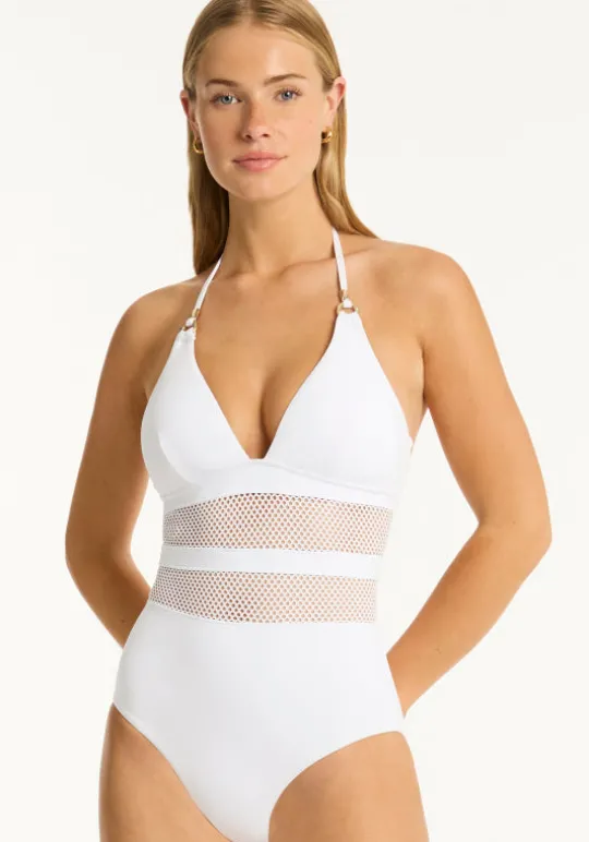 Drift Halter Swimsuit White
