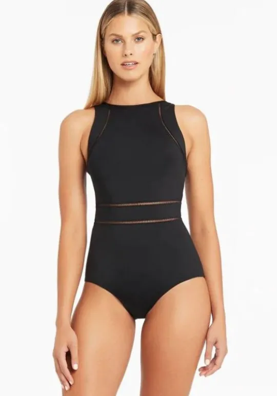 Essentials High Neck Swimsuit Black