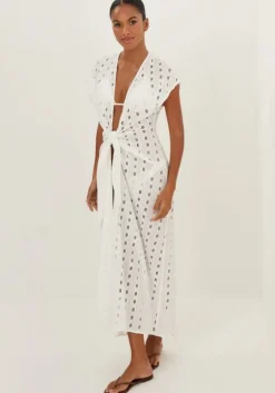 Eyelet Sasha Long Cover Up Off White