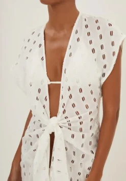 Eyelet Sasha Long Cover Up Off White