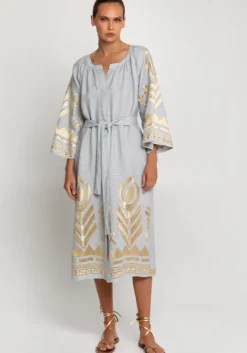 Feather Midi Dress Grey