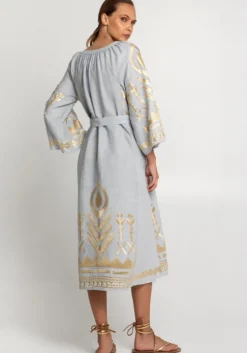 Feather Midi Dress Grey