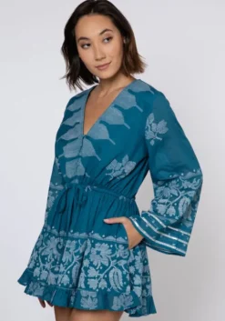 Flare Sleeve Playsuit Dhaka Petrol