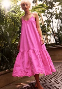 Floral V Neck Dress Fuchsia