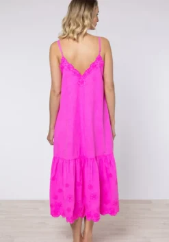 Floral V Neck Dress Fuchsia