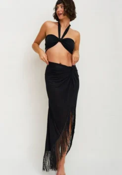 Fringe Sarong Black