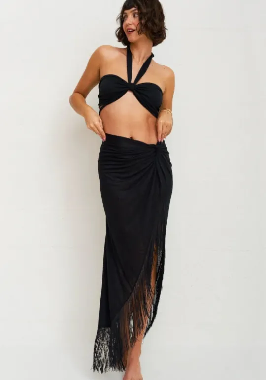 Fringe Sarong Black