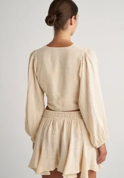 Gauze Tie Front Top Butter