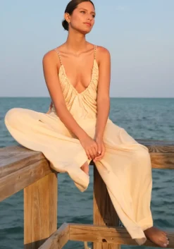 Goddess Ruched Jumpsuit Melon