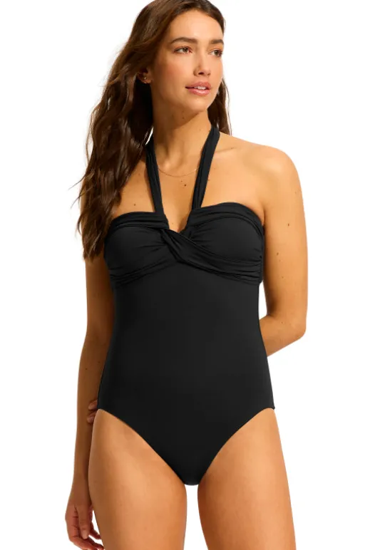 Halter Bandeau Swimsuit Black