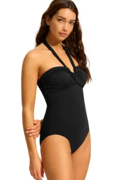 Halter Bandeau Swimsuit Black