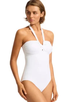 Halter Bandeau Swimsuit White