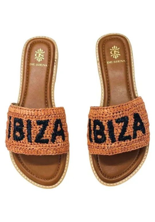 Ibiza Raffia Tobacco Black Sandals