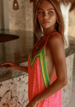 Inca Slip Dress Hot Pink