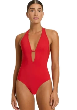 Jetset Deep V Swimsuit Rosso