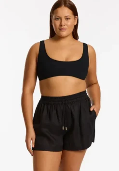 Jetset Linen Short Black