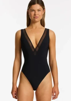 Jetset Lure Plunge Swimsuit Black