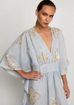 Lefkada Maxi V Neck Kaftan Grey