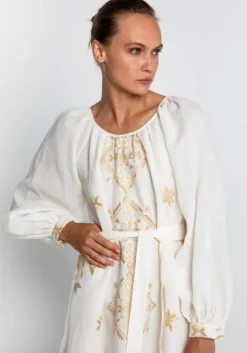 Lefkada Scoop Neck Midi Dress White
