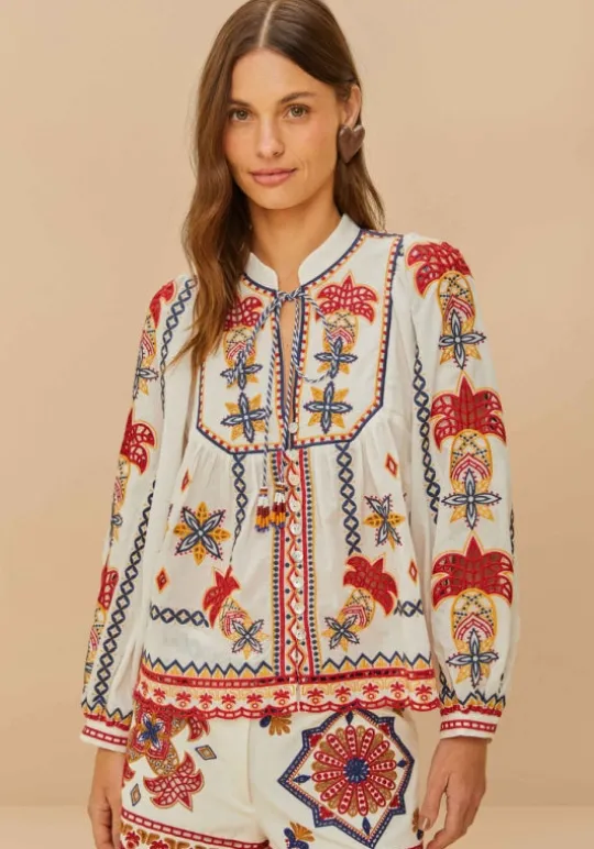 Marys Tiles Embroidered Blouse