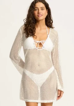 Mesh Effect Kaftan White