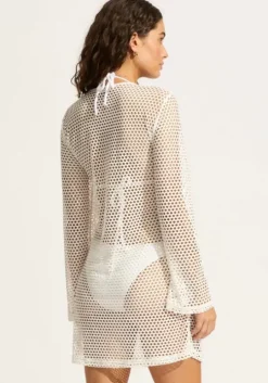 Mesh Effect Kaftan White