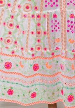 Mexican Embroidered V Neck Maxi Dress