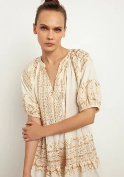 Mini Dress with Triangle Embroidery