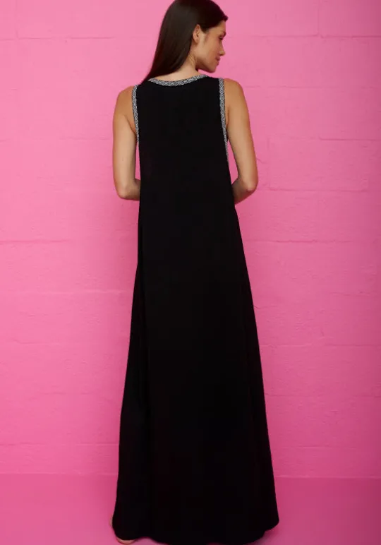 Monochrome Tassel Slit Dress