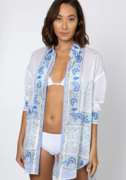 Paisley Block Print Shirt Periwinkle