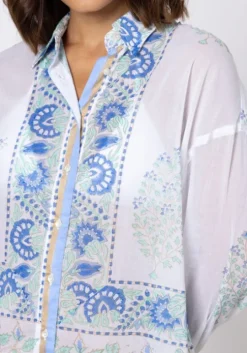 Paisley Block Print Shirt Periwinkle