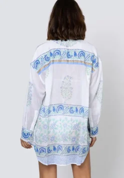 Paisley Block Print Shirt Periwinkle
