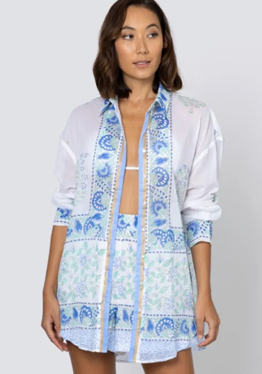 Paisley Block Print Shirt Periwinkle